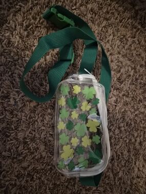 Clear Clover Belt Bag with Green Strap